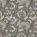 Canvas Baumwolle - Green Flowers | Meterware